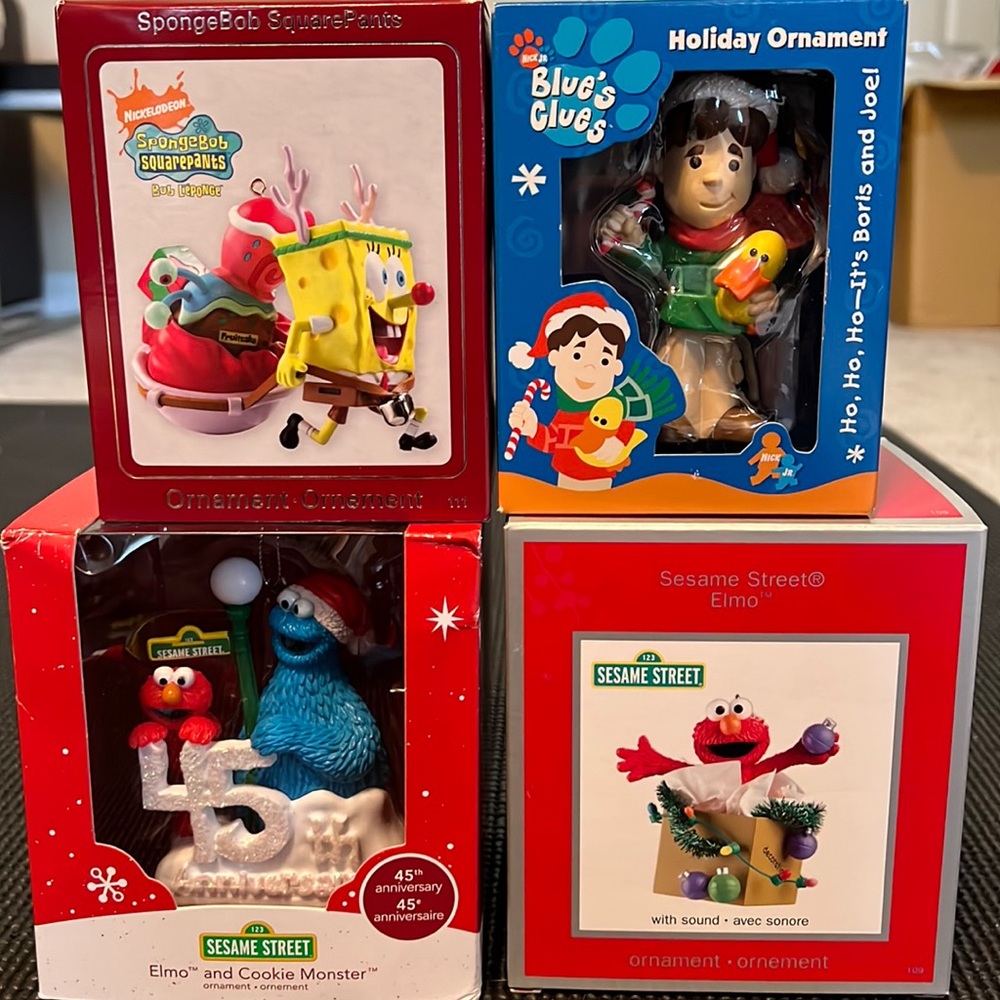 Christmas ornaments Blues Clues / Sesame Street/ SpongeBob/ 1 Elmo w/ sound